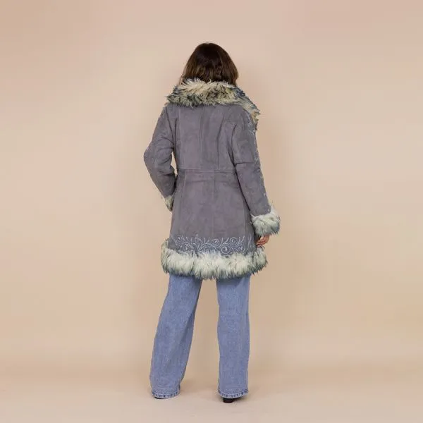 Afghan coat Esin grijs embroidery